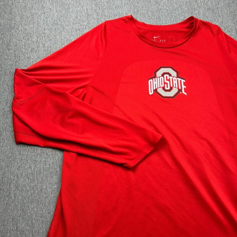 Ohio State Nike Elite‎ Dri Fit Mens Large Red Long Sleeve Shirt